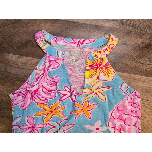 Lilly Pulitzer XS Halter Tank Top Floral Print Cotton Resort Beach Summer - Picture 2 of 6